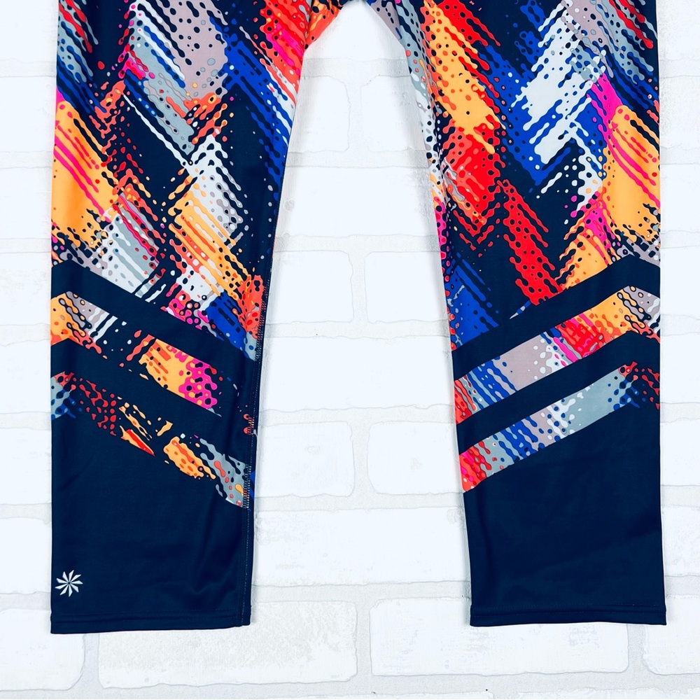 Athleta Be Free Crop Leggings Womens Multi Color Abstract Print Athletic Pants L - Picture 2 of 12